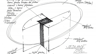 ATELIER PF (skica) - stůl do zasedací místnosti